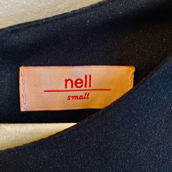 Black Blouse, Silver Detail, Sleeveless Fitted Top, Flared Bottom, Size S - Picture 7 of 9